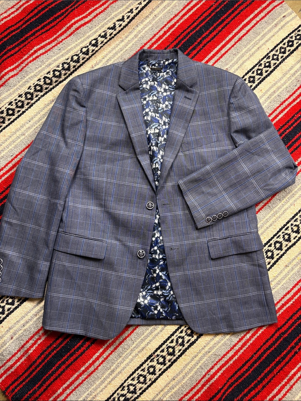 Lief Horsens Tailored Blue Plaid Sport Coat Size 42R